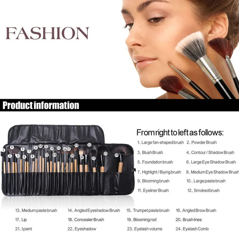 Sac de 24 ensembles de pinceaux de maquillage professionnels.